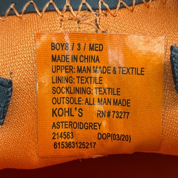 NWT SONOMA Boy Sneakers Size 3 Gray and Orange in original box style Asteroid - Picture 7 of 11